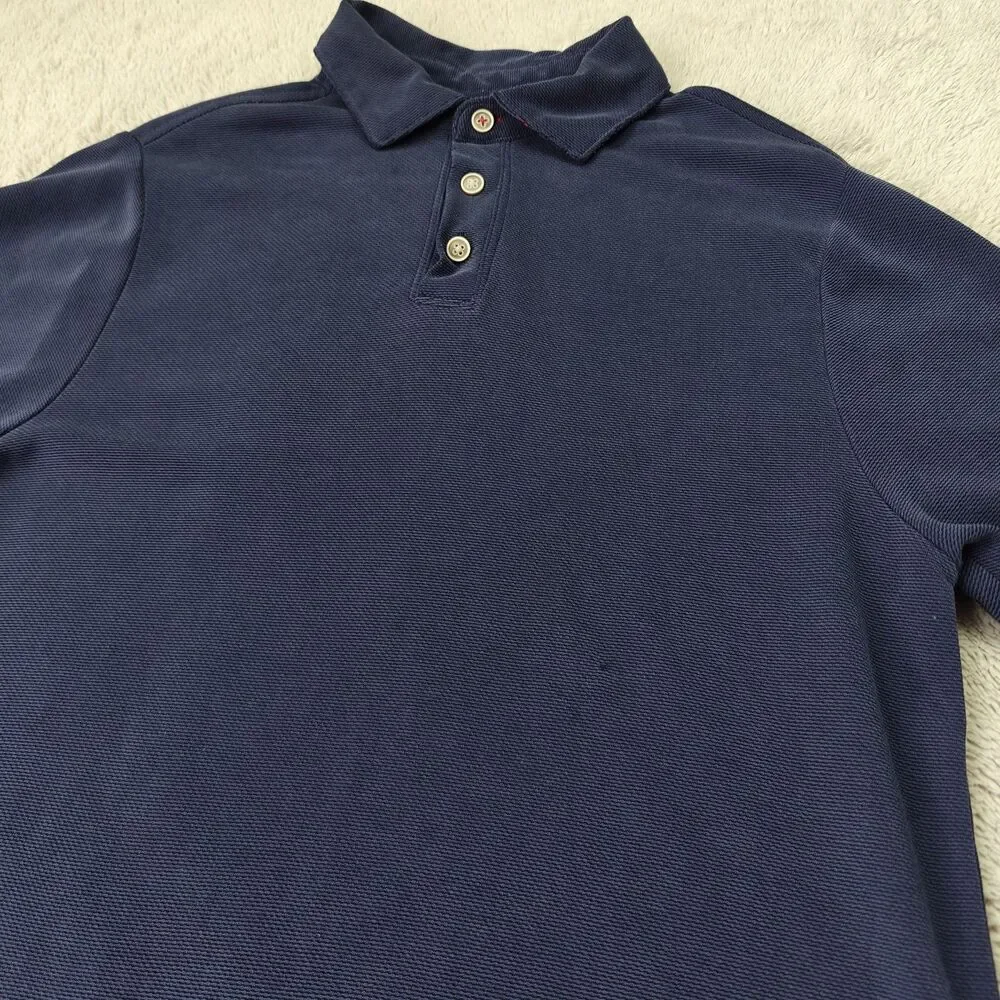 Rainforest Woven Polo Shirt Men's M Blue Lightweight Summer Soft Golf Lounge